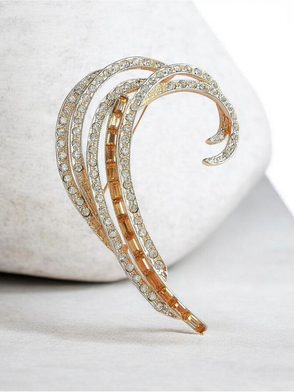 Rose Gold Brooch with Crystals Aigrette 🆕